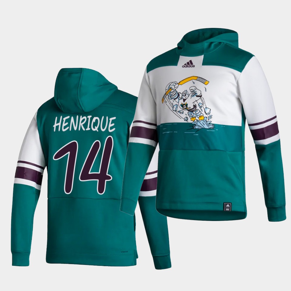 Men Anaheim Ducks #14 Henrique Green NHL 2021 Adidas Pullover Hoodie Jersey
